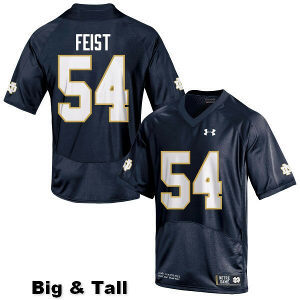 Men's NCAA Notre Dame Fighting Irish #54 Lincoln Feist Stitched College Under Armour Authentic Navy Blue Big & Tall Football Jersey IO10A57DH